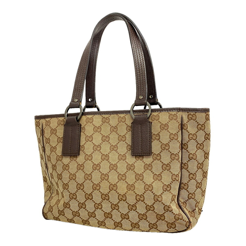 Gucci GG Canvas Handbag 113019 Beige Brown Women's